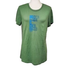 Reebok Shirt Womens Size XLarge Green Graphic Print Short Sleeve Round Neck Tee